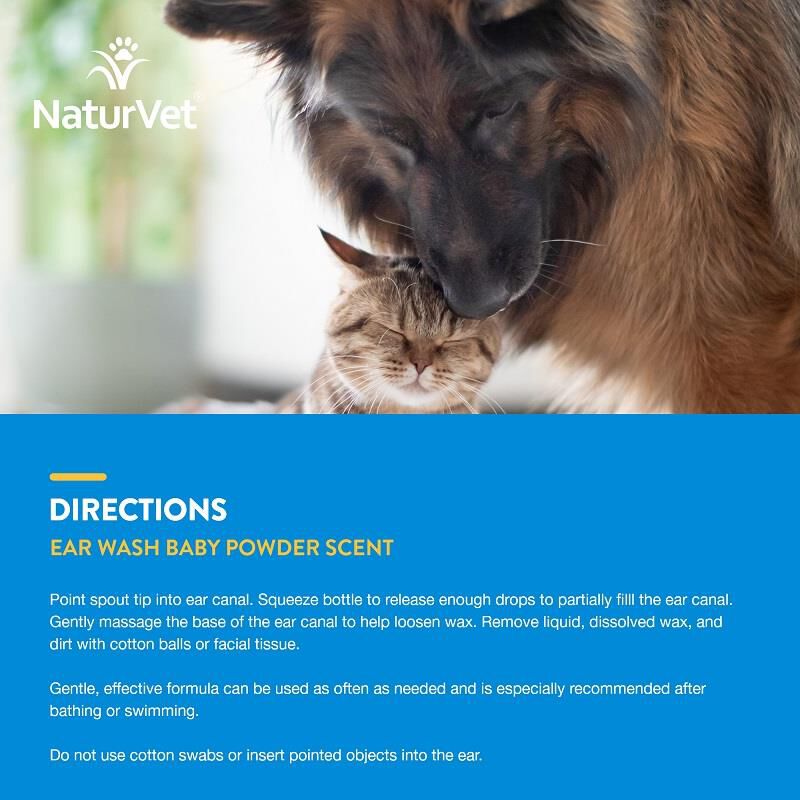 NaturVet Ear Wash w/Tea Tree Oil (Aloe & Baby Powder Scent) 4 oz